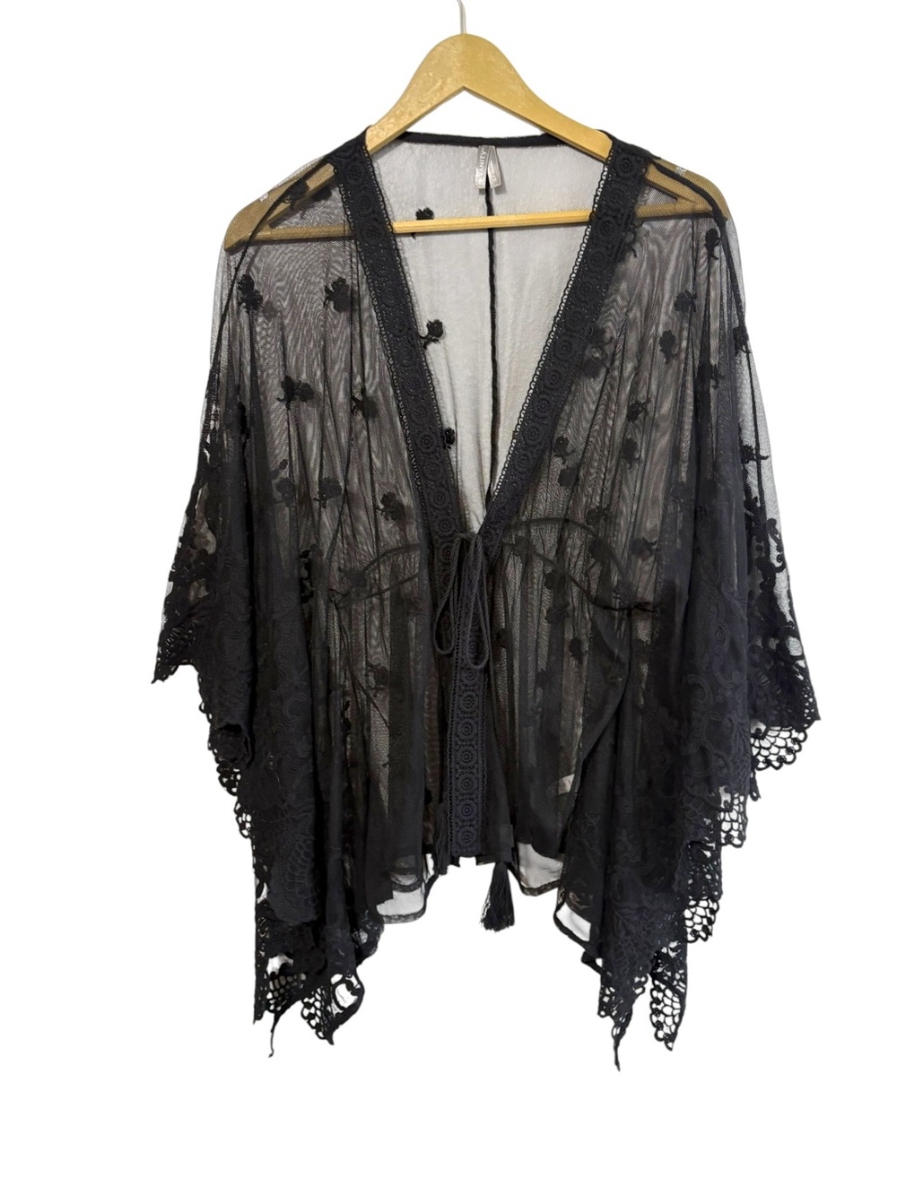 Vanity Size Medium Black Lace Kimono Whimsigoth Fairygrunge Festival Boho Hippie